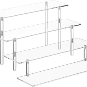 4 Tier Acrylic Perfume Organizer Stand, Clear Display Risers for Perfume, Cologne, Cosmetic, Skincare, Funko POP, Dessert Display, Cupcake Stand Holder