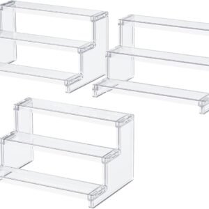 Lifewit 3 Tier Clear Display Riser Stand, 9 Inch Plastic Step Display Shelves, Tool-free Assembly, Organizer for Perfume, Figure, Cupcake, Dessert, Desktop Display Stand for Decor, 3-pack